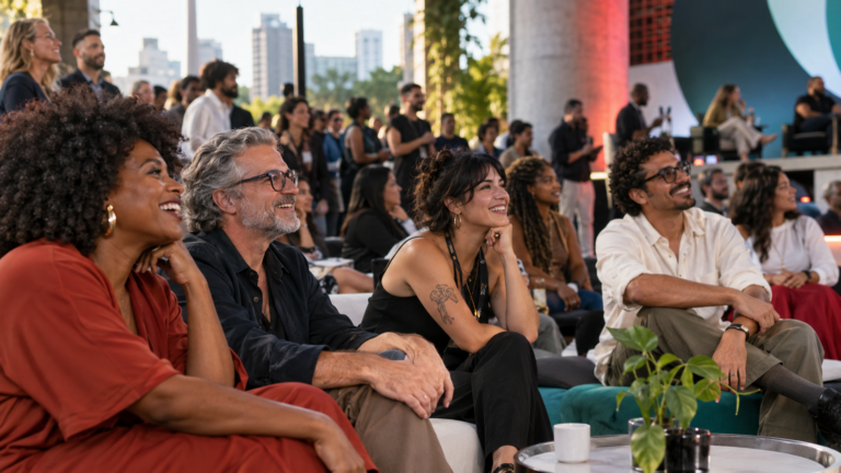 Publico diverso em evento de marca
